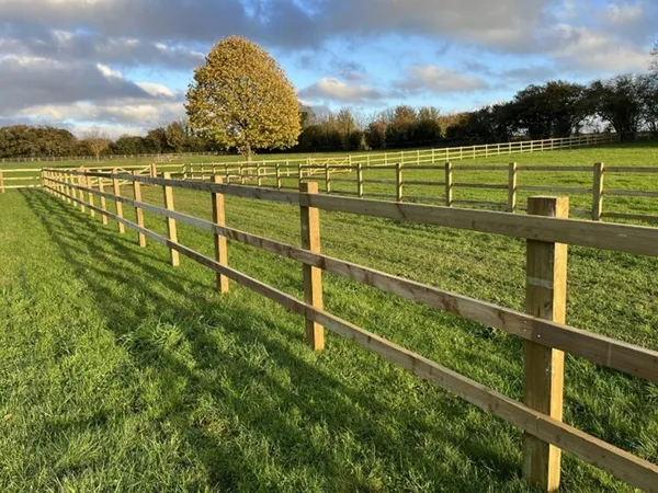 1.5m high post and 3 rail timber fence