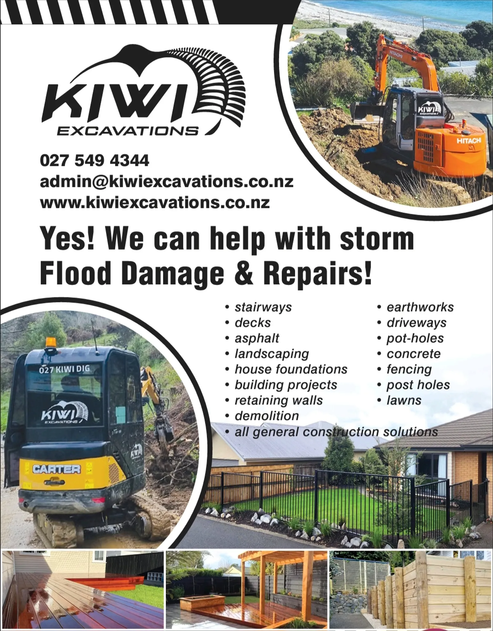 Flood damage cleanup and recovery work showing professional excavation and debris removal services in Nelson Tasman after storm damage