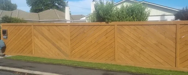 1.8m timber fence with diagonal palings and picture frame
