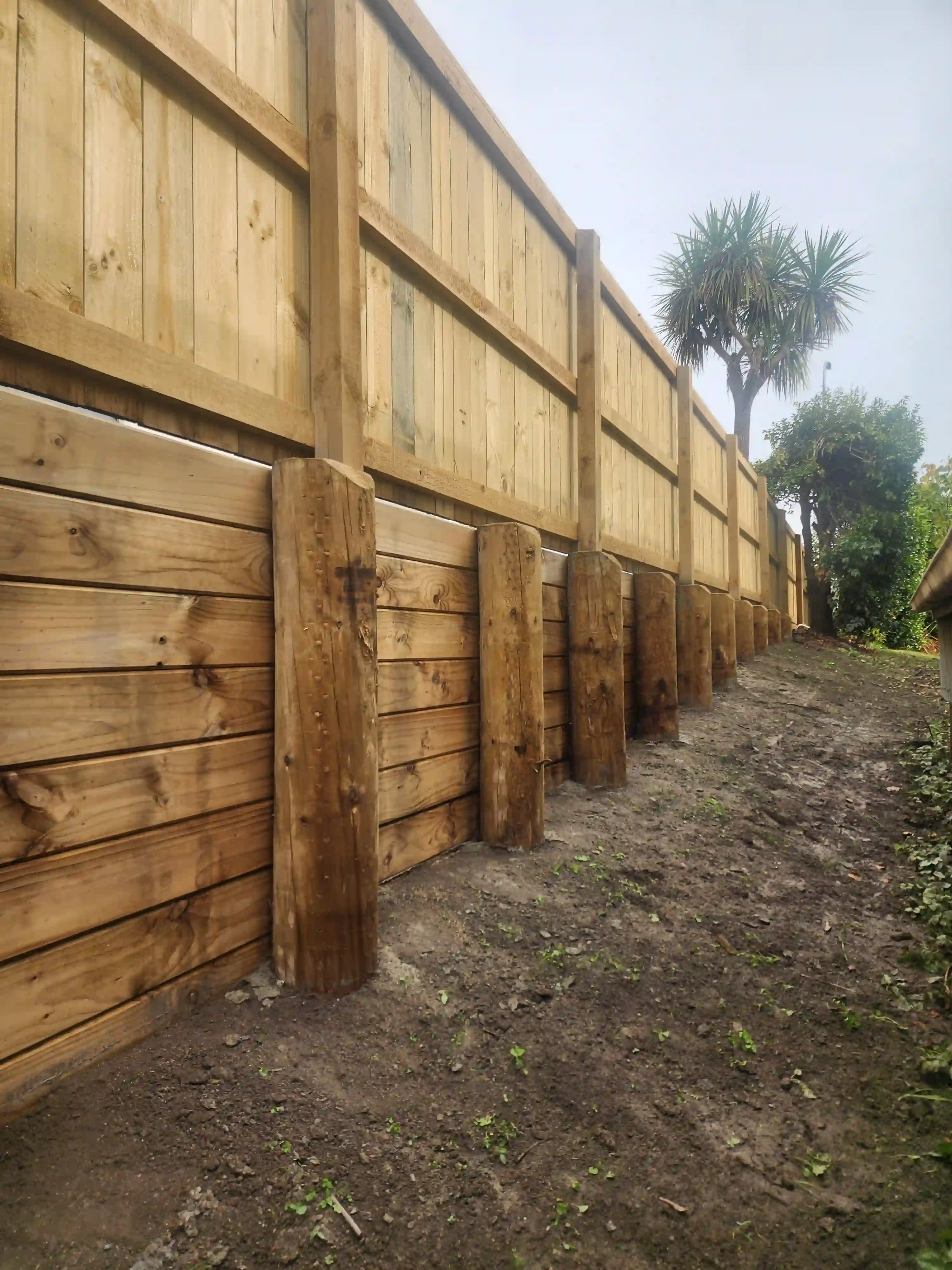 Completed tiered wall system